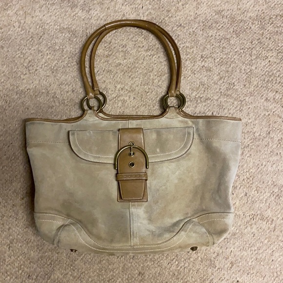 Coach tan suede shoulder bag
